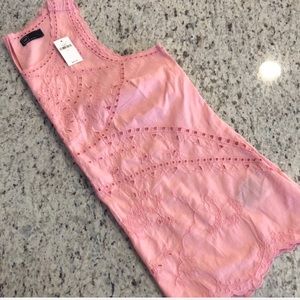 Embroidered shell tank in primrose pink NWT